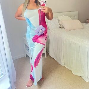 Blue and Pink Maxi Spring Summer Dress